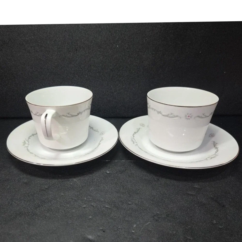 Signature Collection Petite Bouquet Cup & Saucers #114, Set of 2, Vtg Fine China